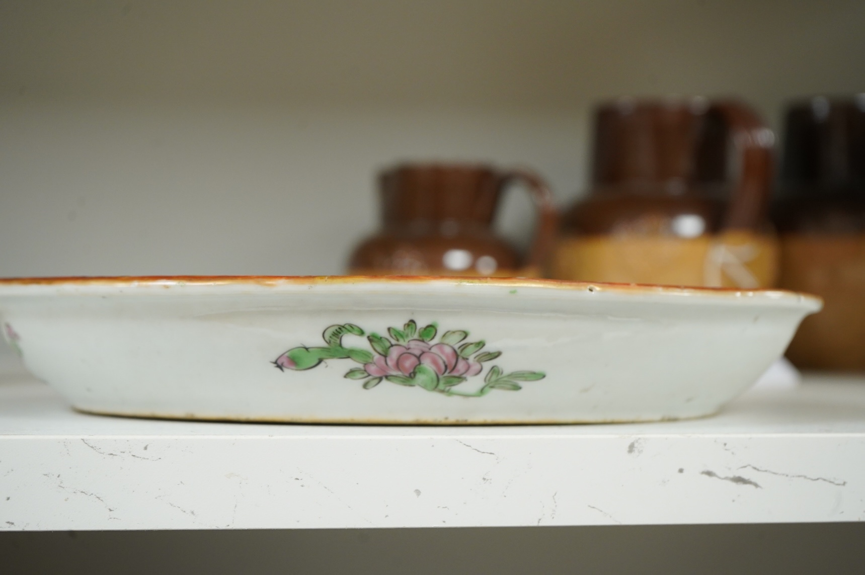 A 19th century Chinese famille rose dish, 26cm